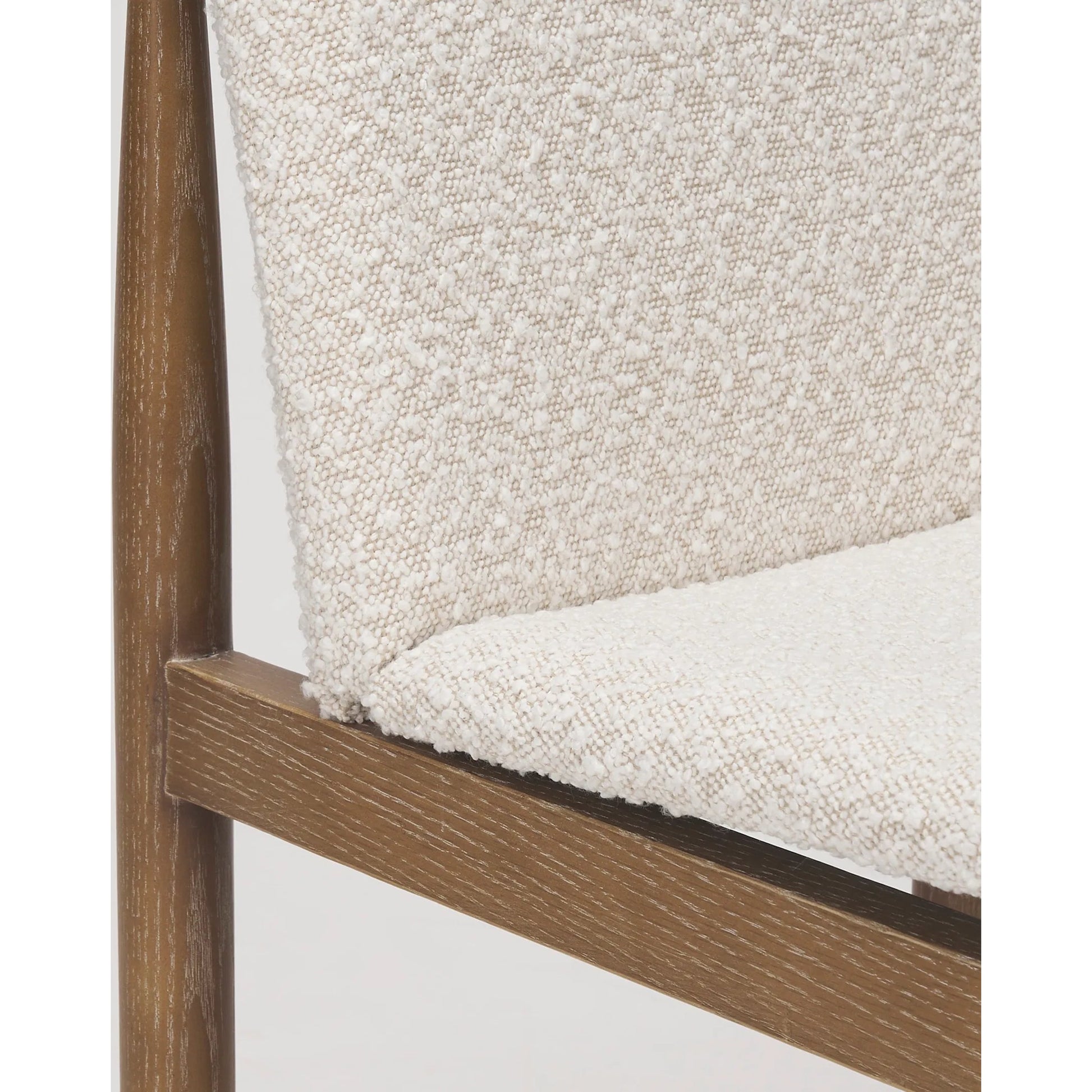 Cavett Dining Chair (Set of 2) by Mercana in cream boucle, light brown. Made from fabric in a transitional style.