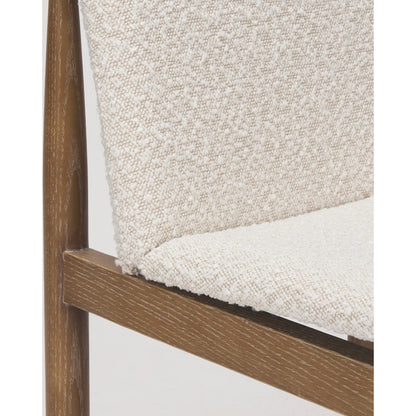 Cavett Dining Chair (Set of 2) by Mercana in cream boucle, light brown. Made from fabric in a transitional style.