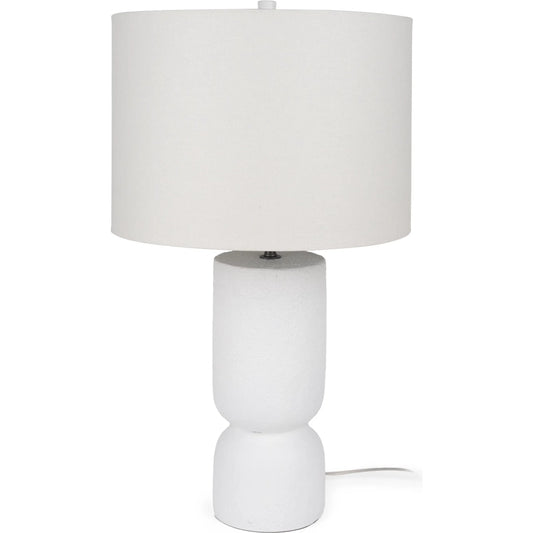 Everly Table Lamp by Mercana in white. Made from concrete in a modern style.