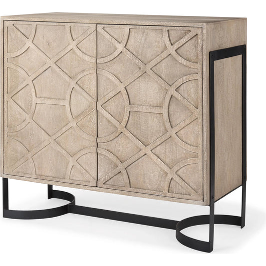 Rivien Accent Cabinet by Mercana in brown. Made from metal, solid wood in a transitional style.