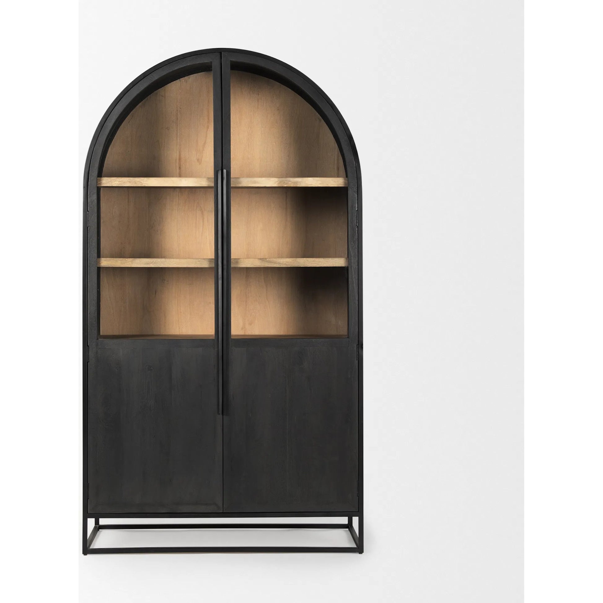 Sloan Large Curio Cabinet by Mercana in black. Made from solid wood in a unique style.