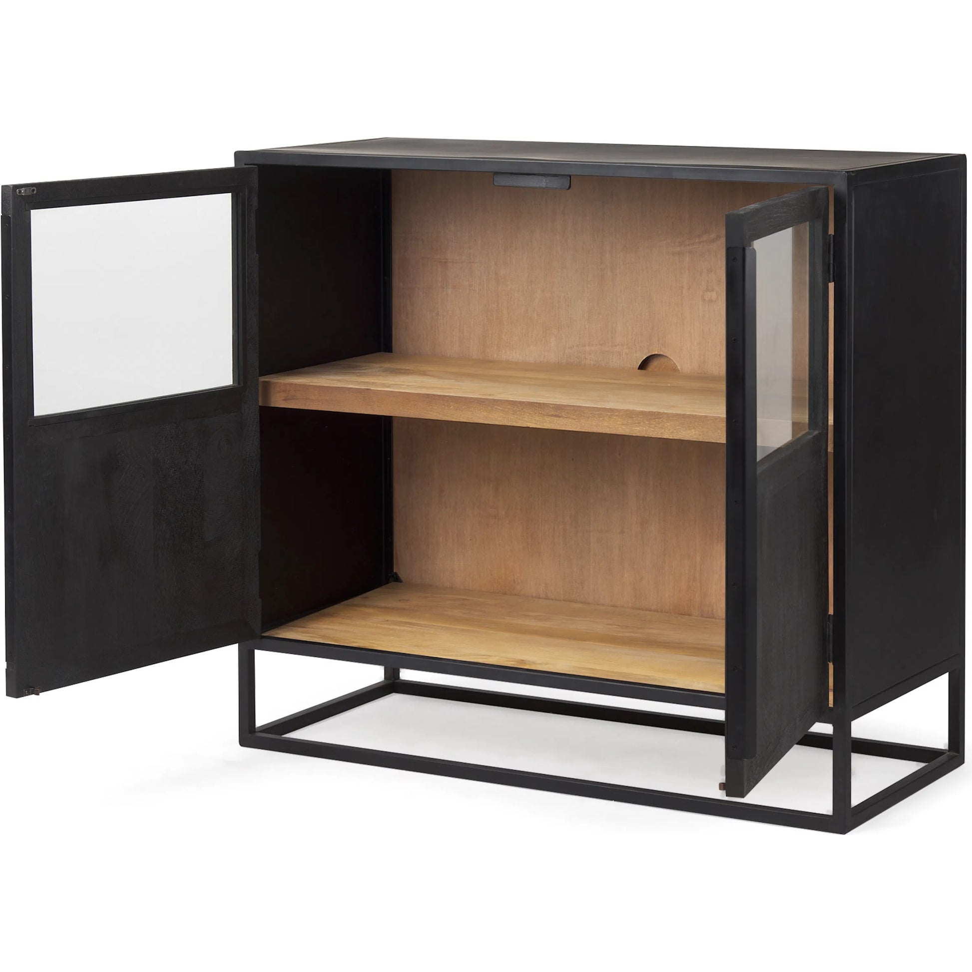 Sloan Accent Cabinet by Mercana in black. Made from solid wood in a unique style.