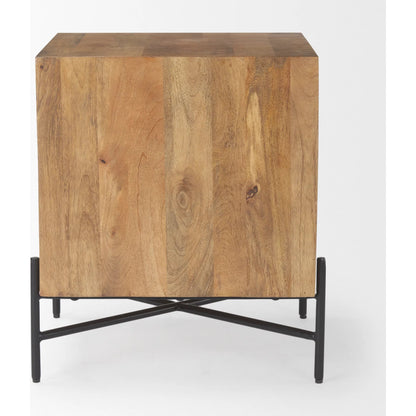 Cairo Side Table by Mercana in brown. Made from solid wood in a transitional style.
