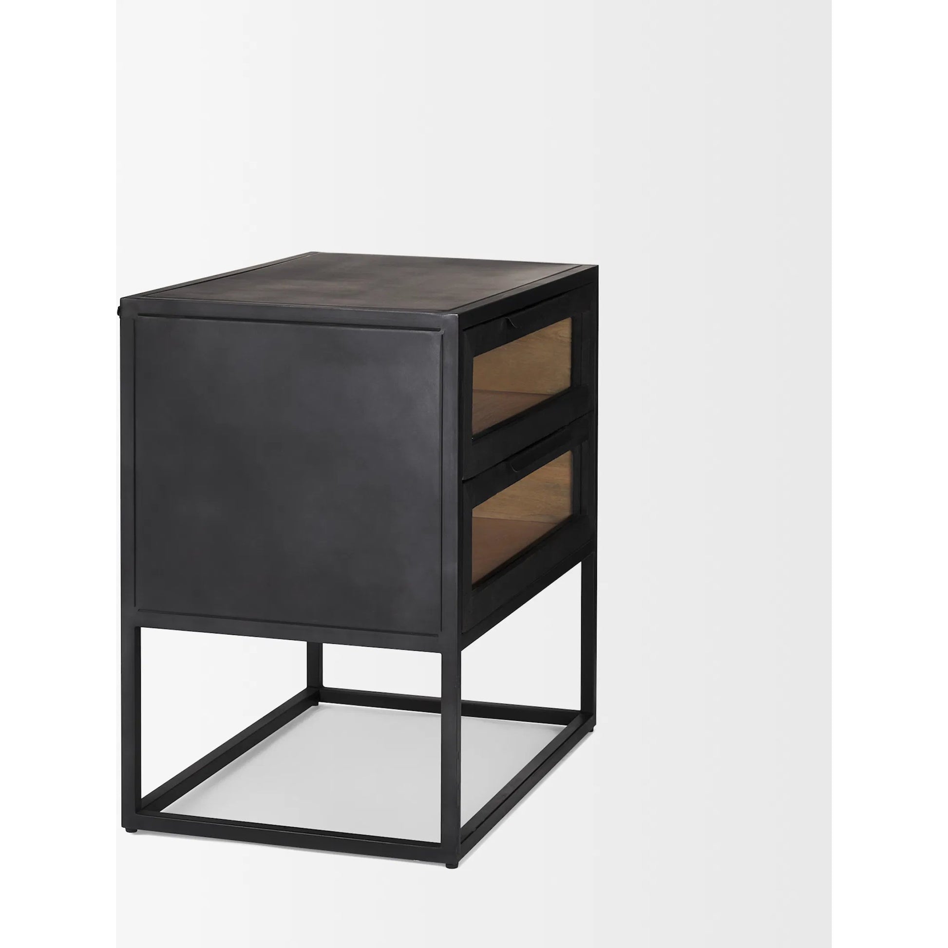 Sloan Side Table by Mercana in black. Made from metal in a unique style.