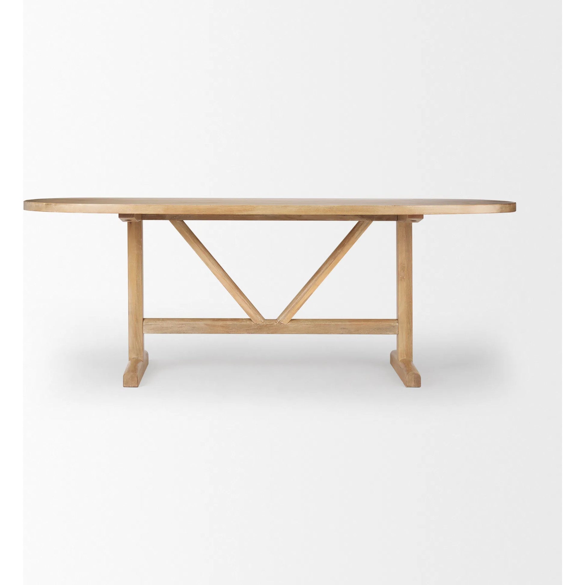 Viktor Dining Table by Mercana in light brown. Made from solid wood in a transitional style.