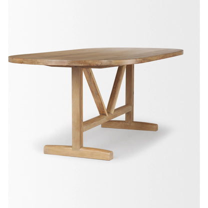 Viktor Dining Table by Mercana in light brown. Made from solid wood in a transitional style.