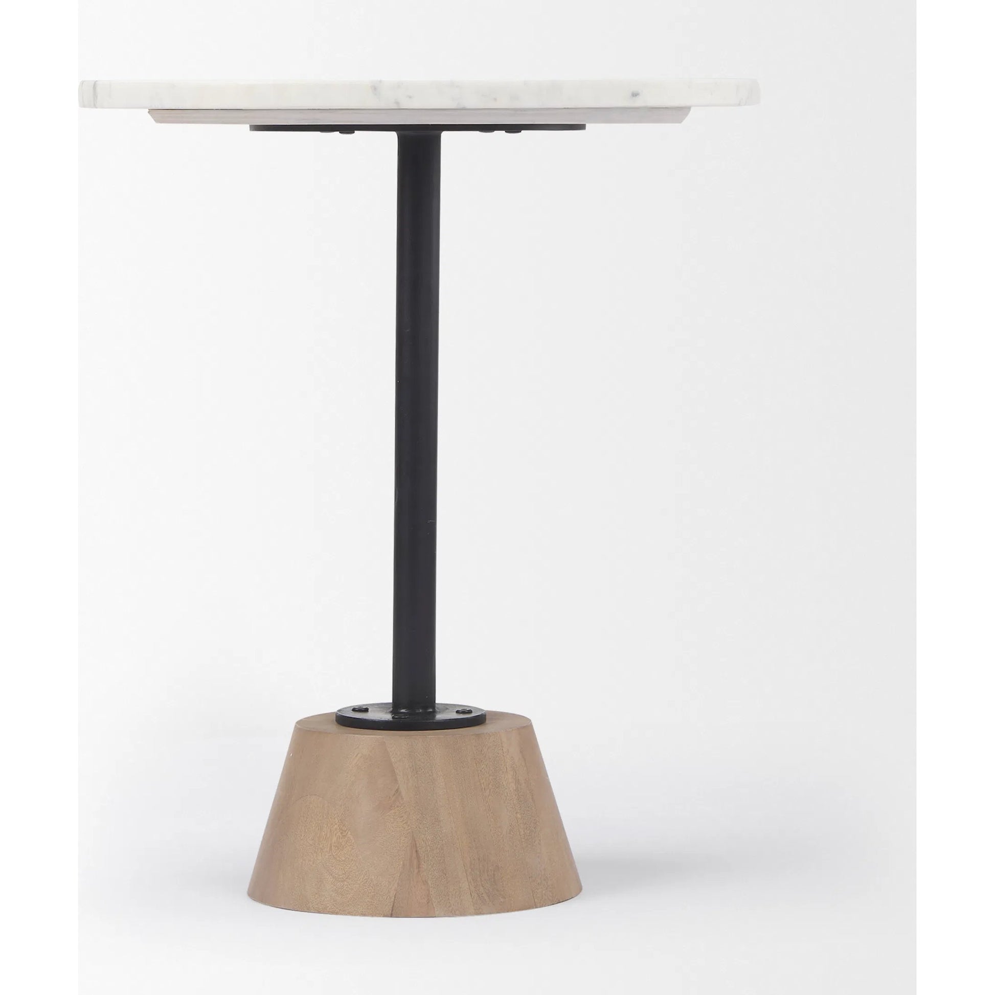 Maxwell Side Table by Mercana in white. Made from stone in a transitional style.