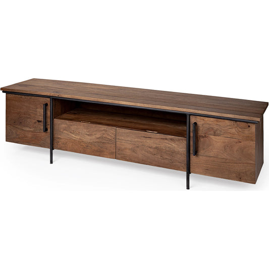 Maddox Media Console by Mercana in natural. Made from unique in a rustic style.