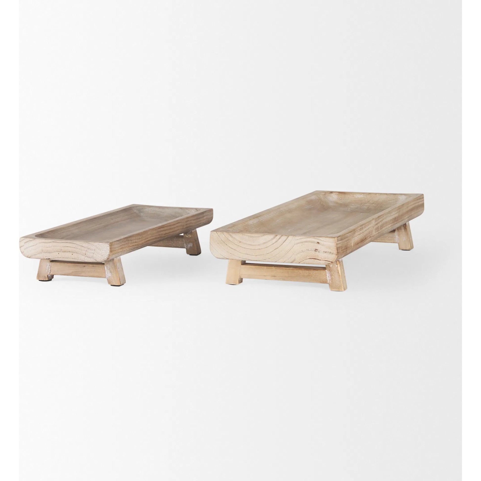 Carver Washed Wood Trays Set of Two by Mercana in white. Made from solid wood in a transitional style.