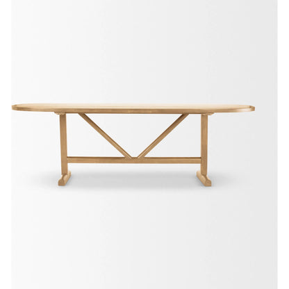 Viktor Dining Table by Mercana in light brown. Made from solid wood in a transitional style.