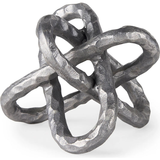 Wilhelm I Link Decor Object by Mercana in satin silver. Made from metal in a modern style.