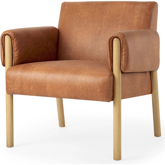 Ashton Faux Leather Accent Chair by Mercana in brown. Made from fabric in a unique style.
