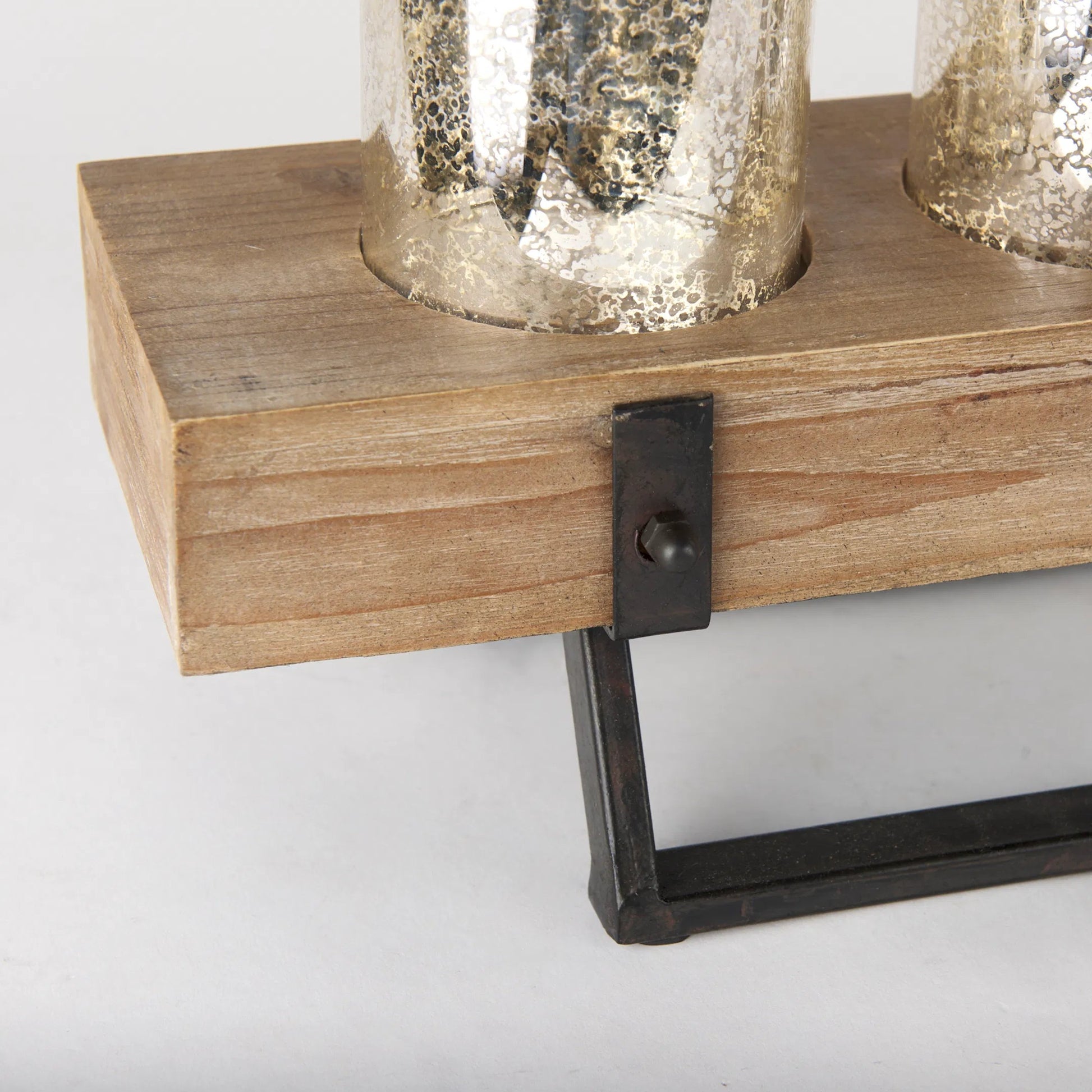 Benk Wood Metal Five Cup Candle Holder by Mercana in beige. Made from unique in a modern style.