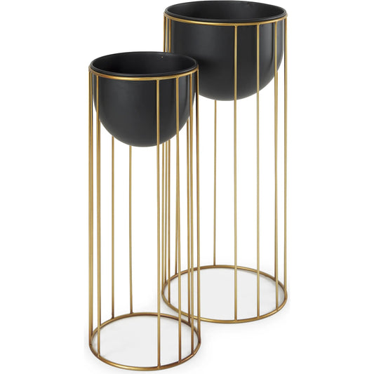 Danica Plant Stands by Mercana in black. Made from metal in a modern style.