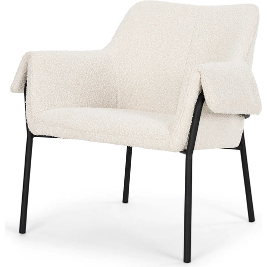 Brently Upholstered Accent Chair by Mercana in cream boucle. Made from fabric in a transitional style.