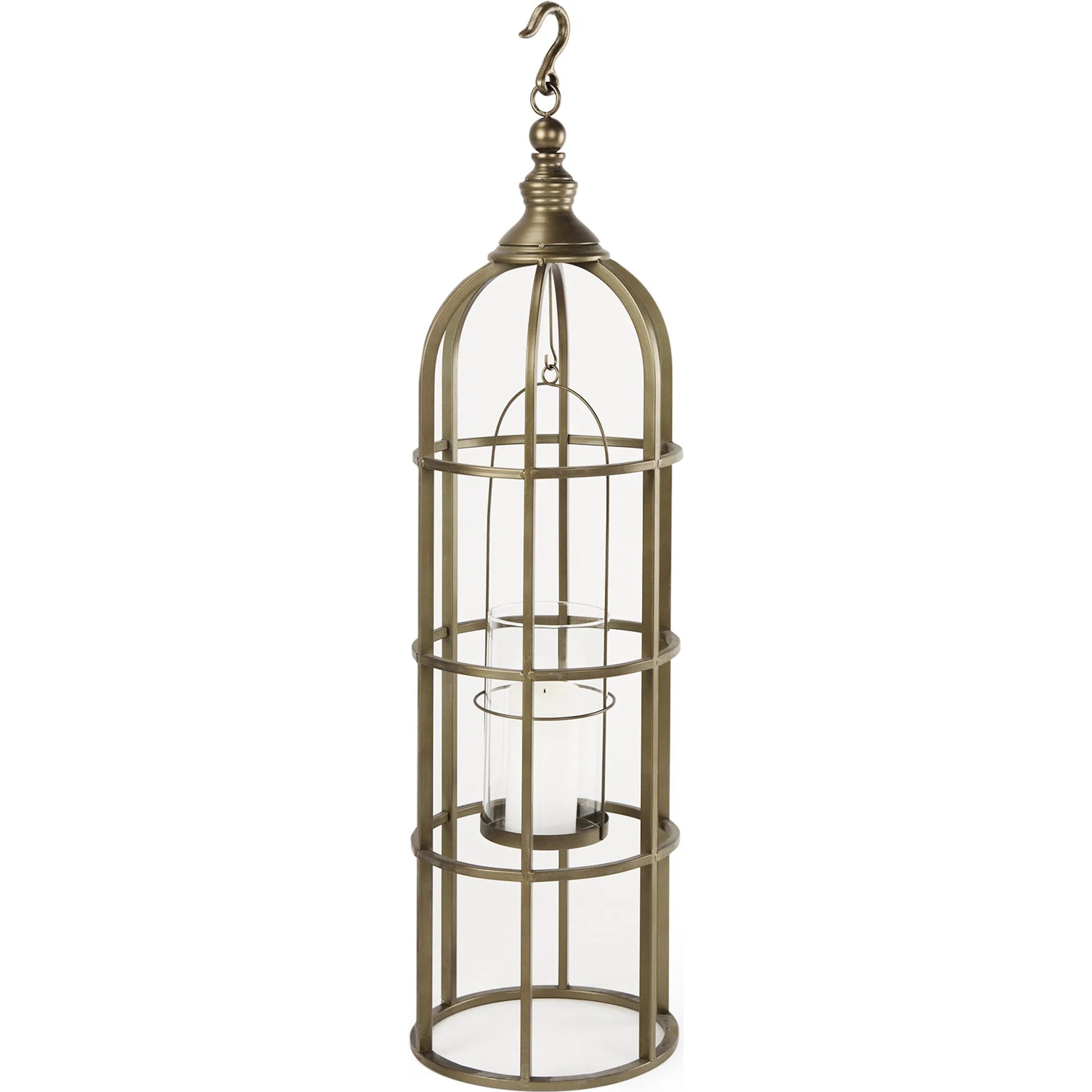 Gerson I Cage-Style Candle Holder Lantern by Mercana. Made from iron, brass in a modern style.