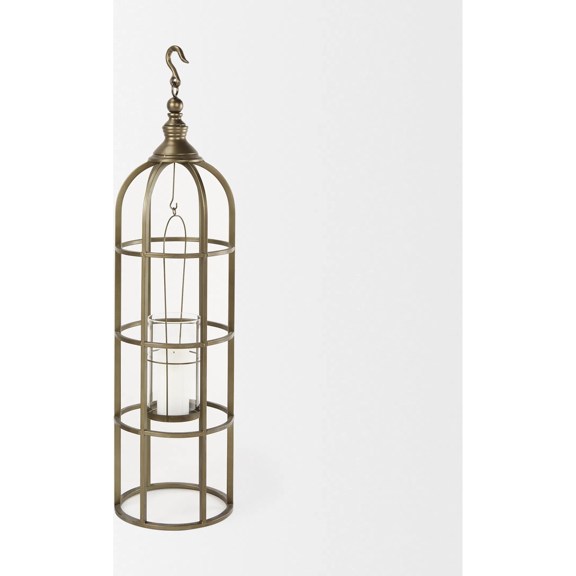 Gerson I Cage-Style Candle Holder Lantern by Mercana. Made from iron, brass in a modern style.