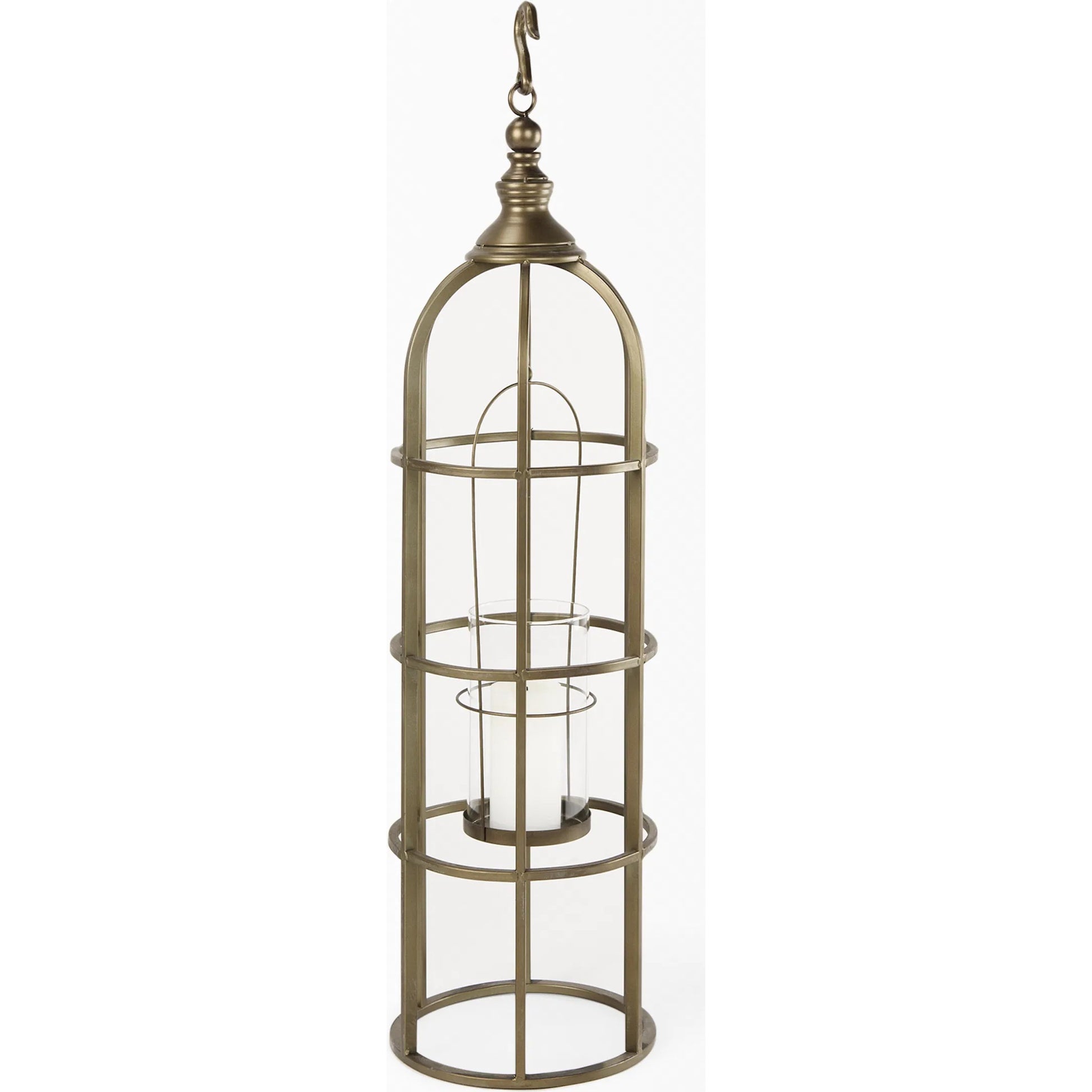 Gerson I Cage-Style Candle Holder Lantern by Mercana. Made from iron, brass in a modern style.