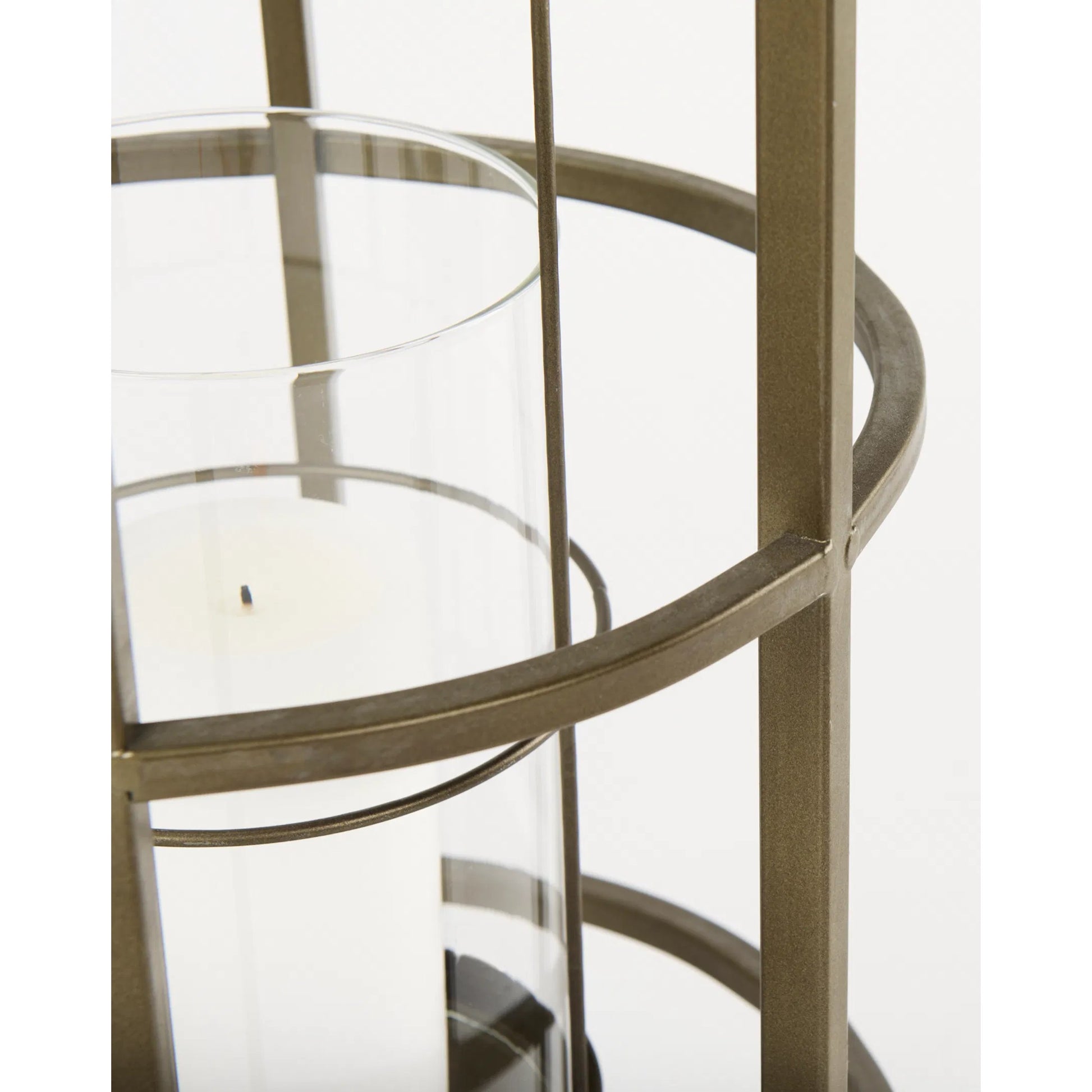 Gerson I Cage-Style Candle Holder Lantern by Mercana. Made from iron, brass in a modern style.