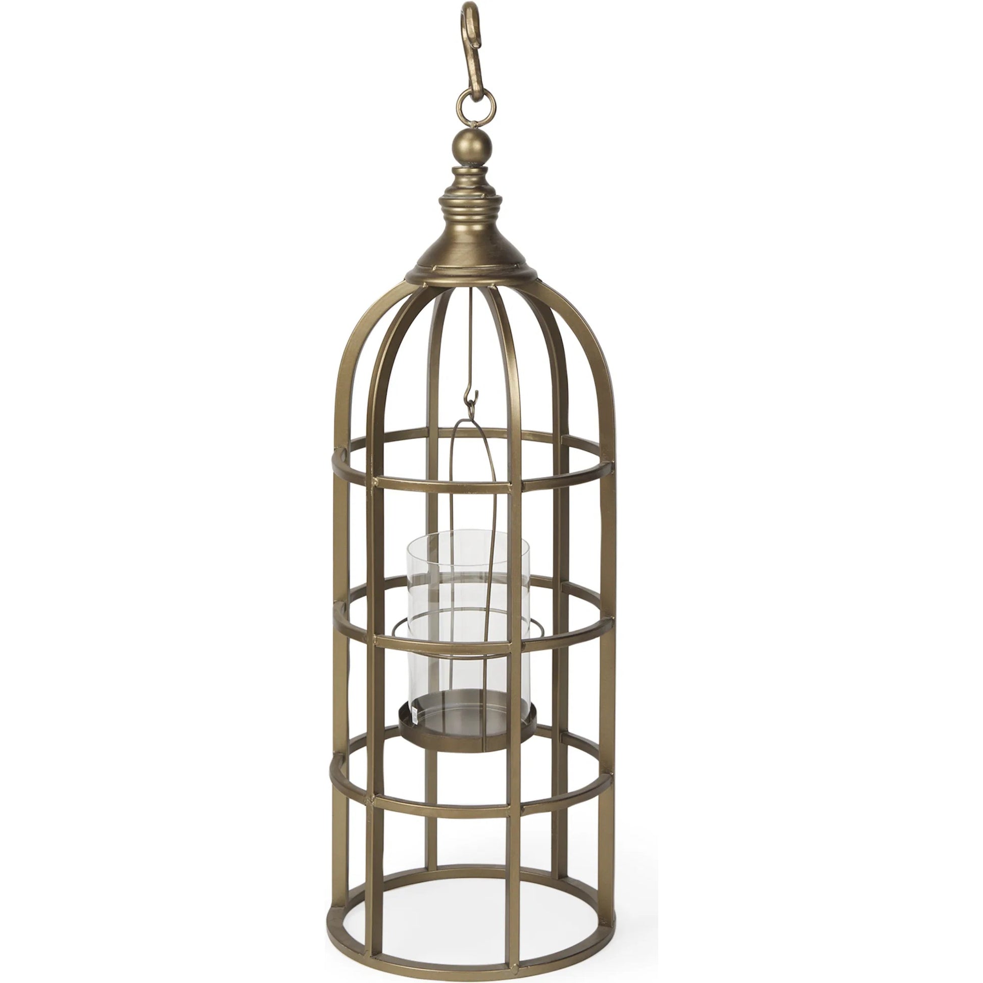 Gerson I Cage-Style Candle Holder Lantern by Mercana. Made from iron, brass in a modern style.