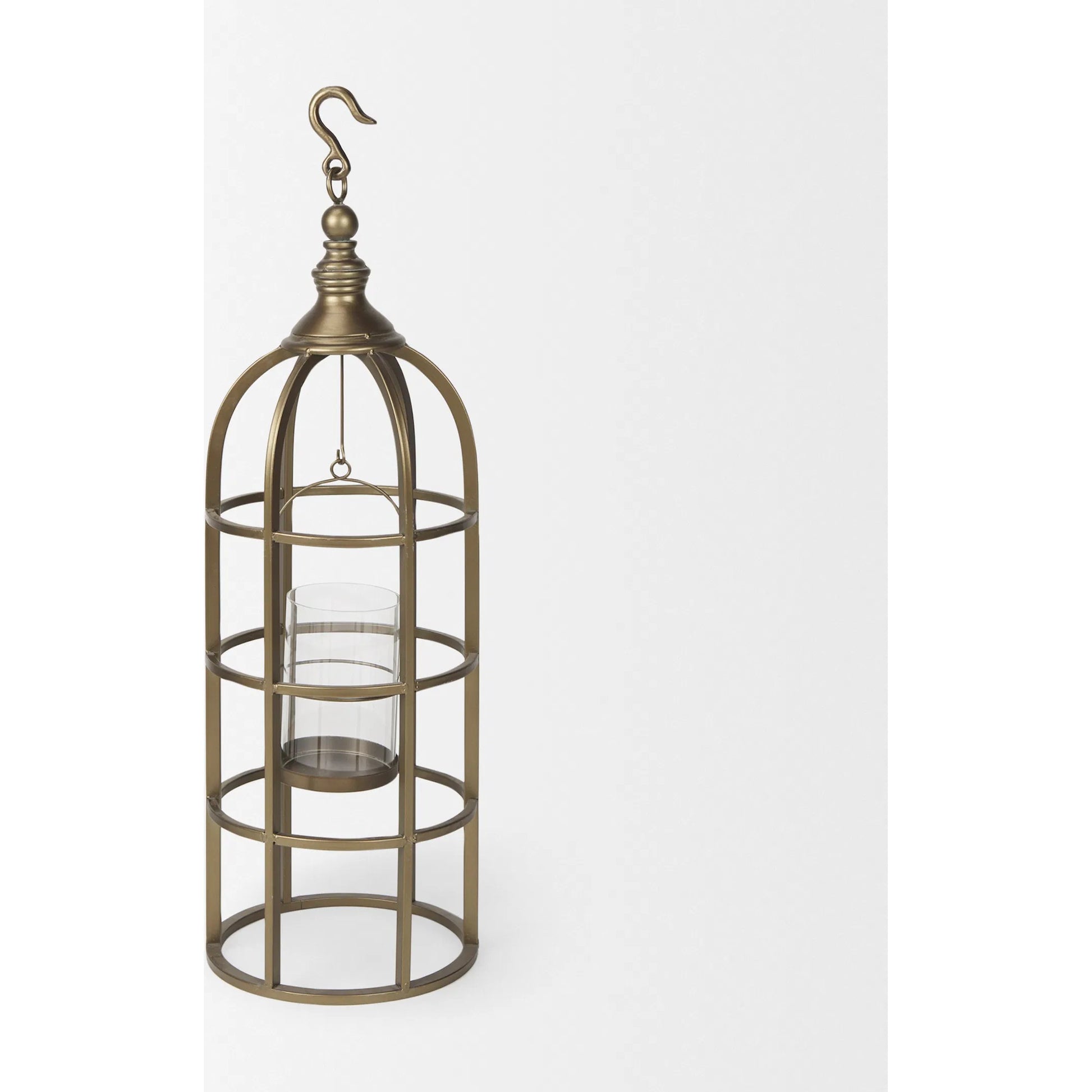 Gerson I Cage-Style Candle Holder Lantern by Mercana. Made from iron, brass in a modern style.