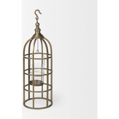 Gerson I Cage-Style Candle Holder Lantern by Mercana. Made from iron, brass in a modern style.