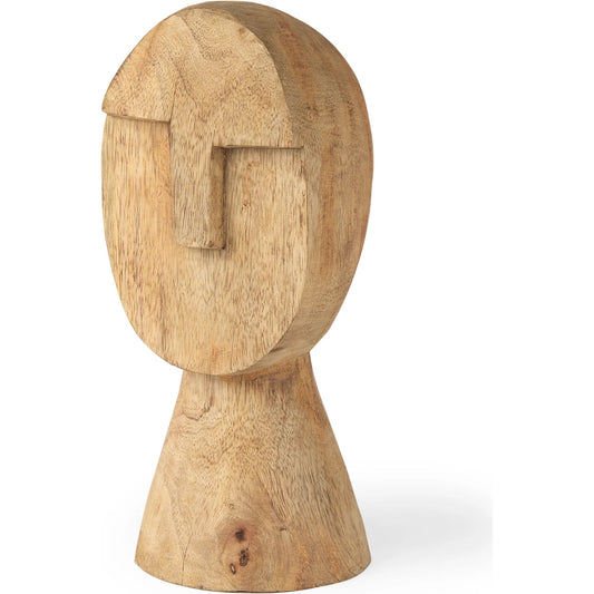 Ivan Wooden Head Sculpture by Mercana in brown. Made from solid wood in a unique style.