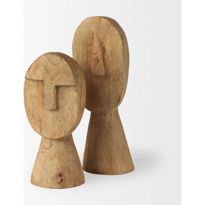Ivan Wooden Head Sculpture by Mercana in brown. Made from solid wood in a cottage & farmhouse style.