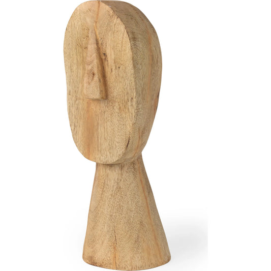 Ivan Wooden Head Sculpture by Mercana in brown. Made from solid wood in a unique style.
