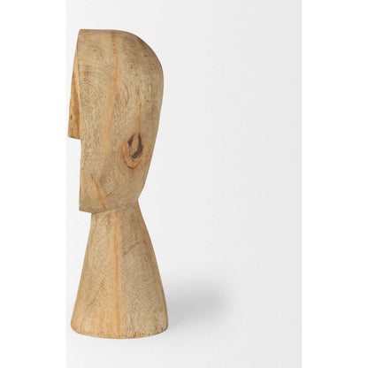 Ivan Wooden Head Sculpture by Mercana in brown. Made from solid wood in a cottage & farmhouse style.