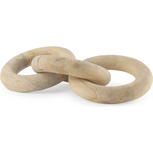 Alize Circular Wooden Chain Link Decorative Object by Mercana in brown. Made from solid wood in a unique style.