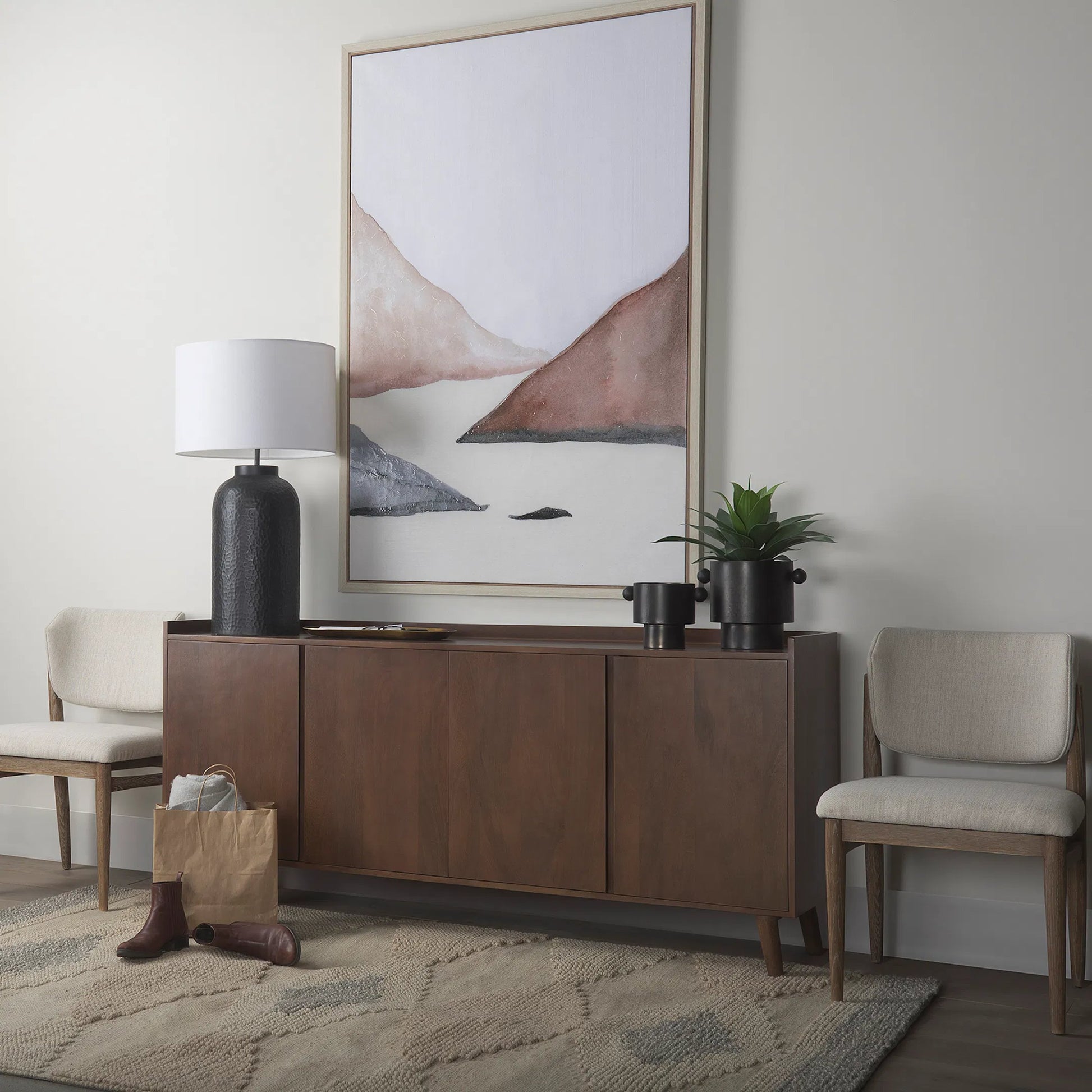 Lillie Sideboard by Mercana in brown. Made from solid wood in a transitional style.