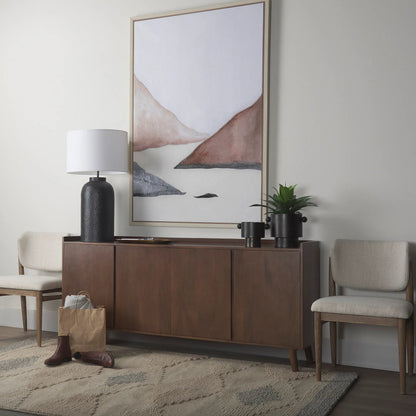 Lillie Sideboard by Mercana in brown. Made from solid wood in a transitional style.