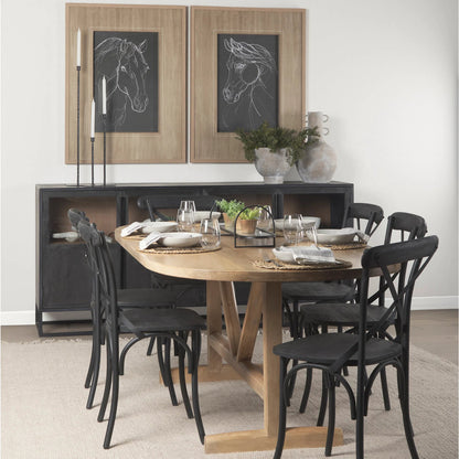 Viktor Dining Table by Mercana in light brown. Made from solid wood in a transitional style.