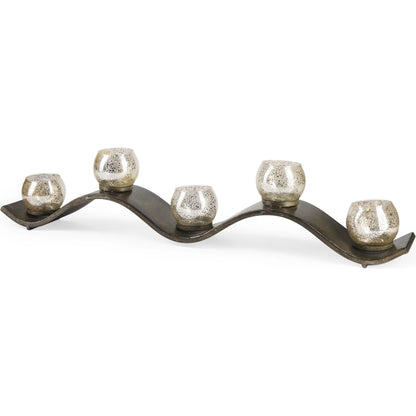 Lux Copper Five Hurricane Glass Holder Table Candle Holder by Mercana in beige. Made from unique in a modern style.