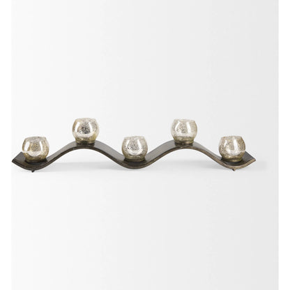 Lux Copper Five Hurricane Glass Holder Table Candle Holder by Mercana in beige. Made from unique in a modern style.