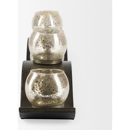 Lux Copper Five Hurricane Glass Holder Table Candle Holder by Mercana in beige. Made from unique in a modern style.