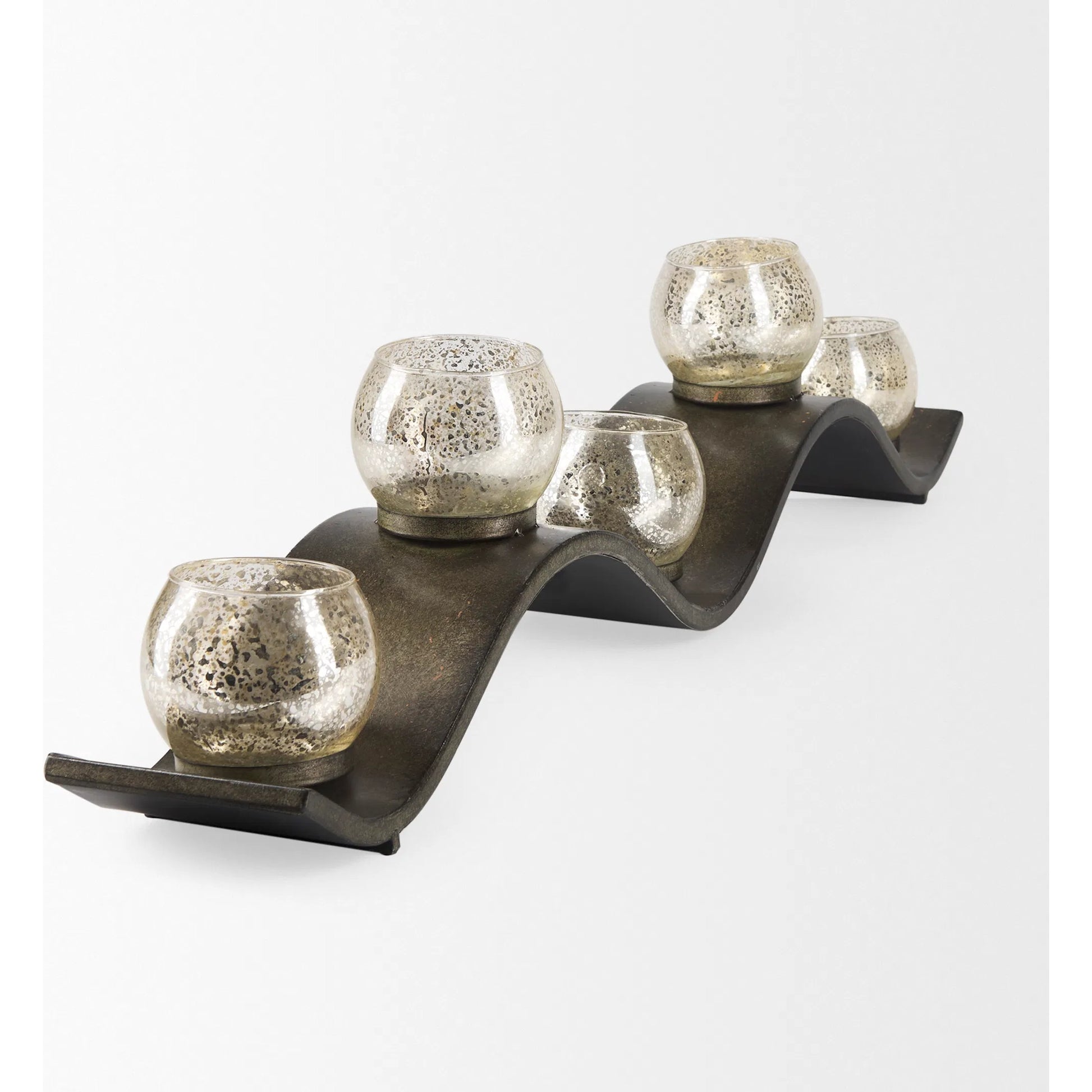 Lux Copper Five Hurricane Glass Holder Table Candle Holder by Mercana in beige. Made from unique in a modern style.