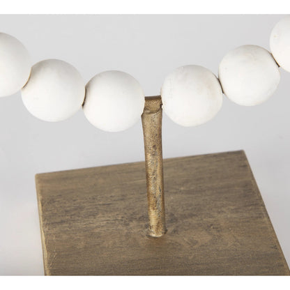 Pontchartrain I Beaded Broken Sphere Decorative Object Gold Base by Mercana in white. Made from unique in a eclectic & global style.