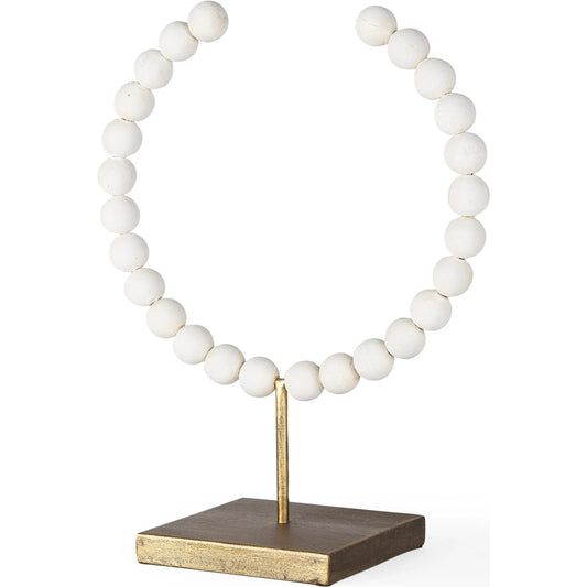 Pontchartrain I Beaded Broken Sphere Decorative Object Gold Base by Mercana in white. Made from unique in a eclectic & global style.