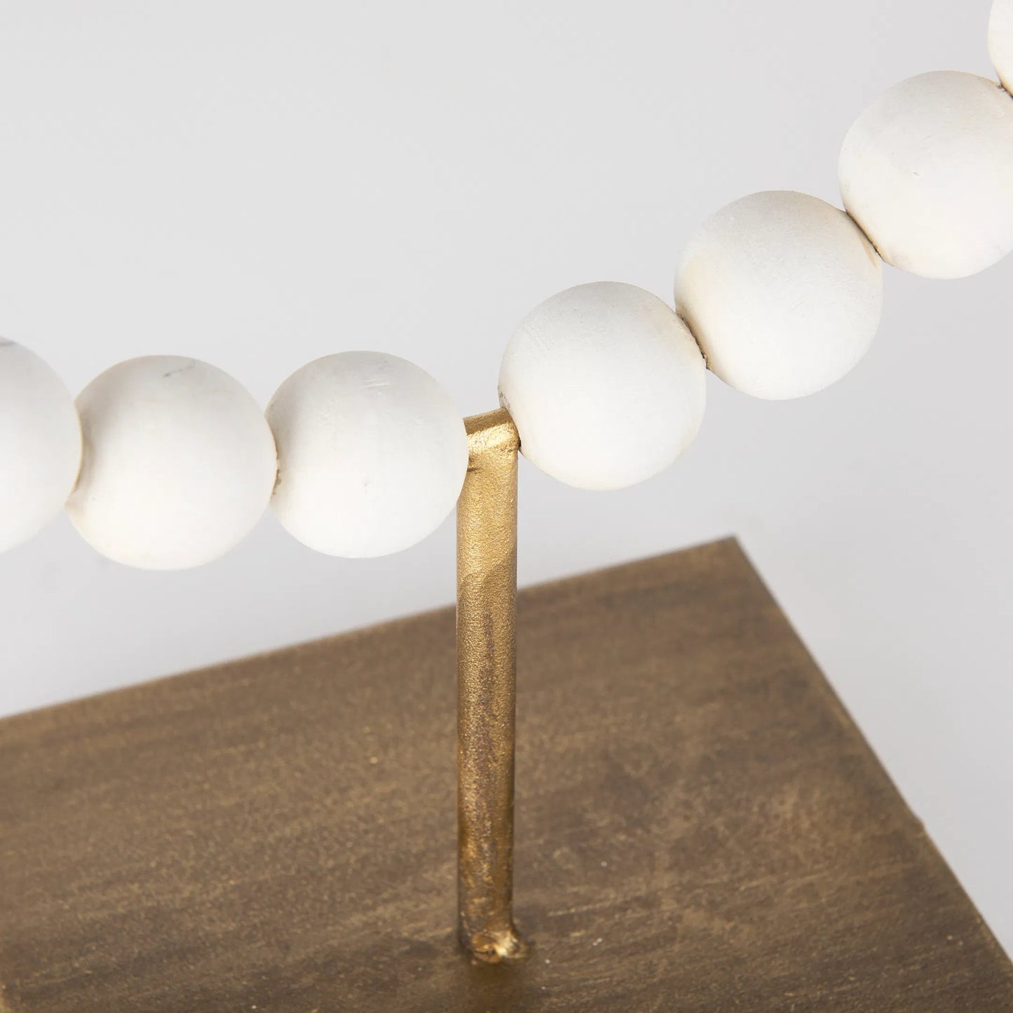 072 SR-815732 | Closeup | Pontchartrain I Beaded Broken Sphere Decorative Object Gold Base by Mercana in white. Made from unique in a eclectic & global style.