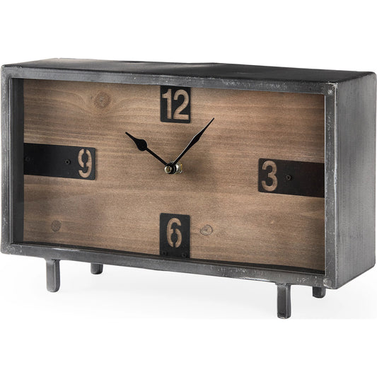 Harvey Table Clock by Mercana in black. Made from metal in a cottage & farmhouse style.