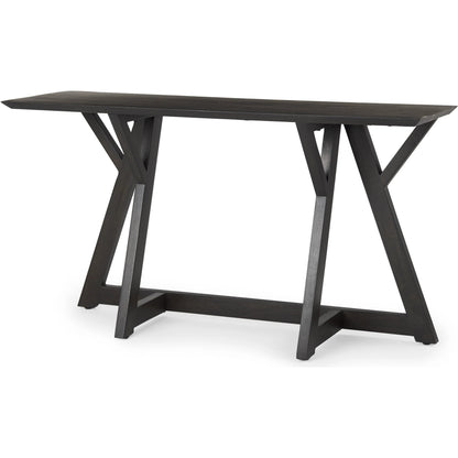 Jennings Console Table by Mercana in brown. Made from solid wood in a modern style.