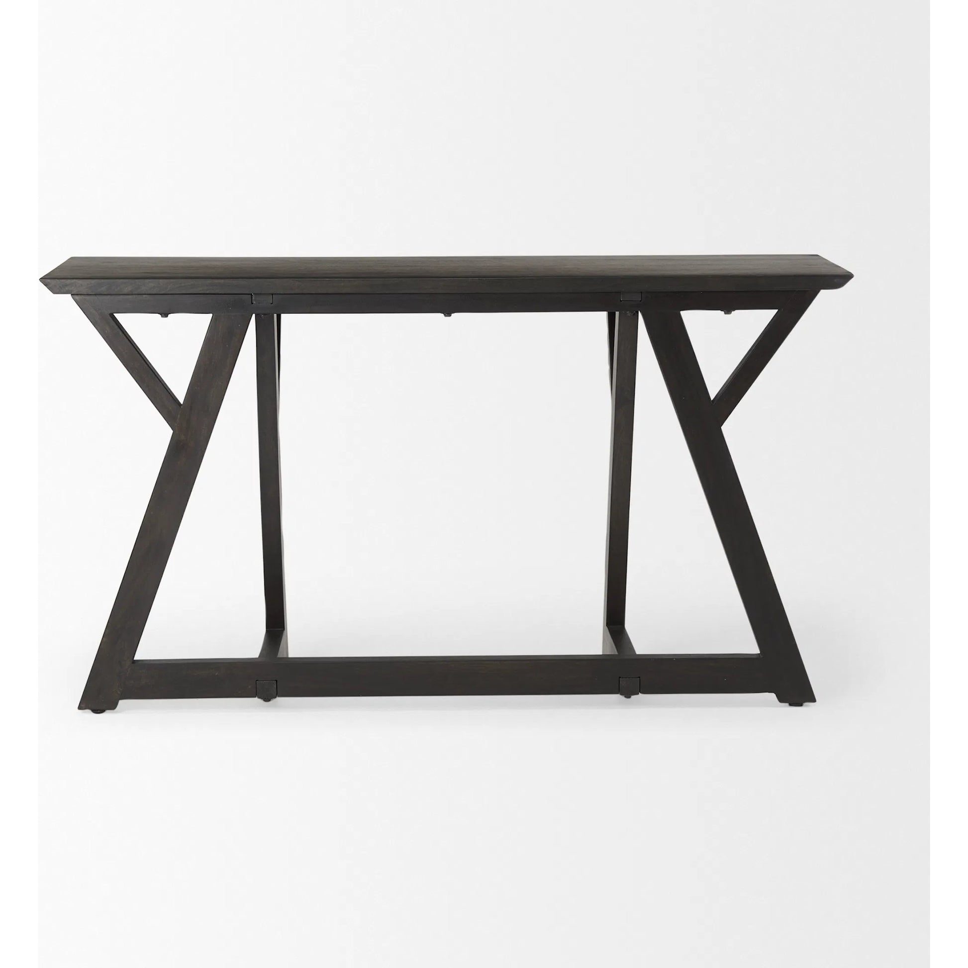 Jennings Console Table by Mercana in brown. Made from solid wood in a modern style.