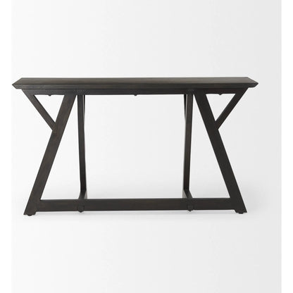 Jennings Console Table by Mercana in brown. Made from solid wood in a modern style.