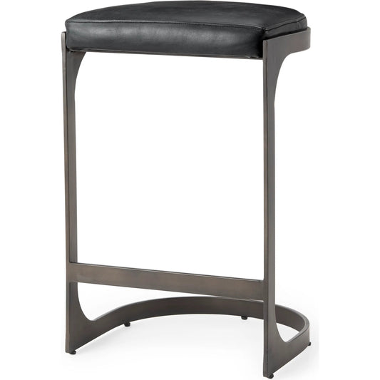 Tyson Leather Seat Counter Stool by Mercana. Made from leather, metal in a traditional style.