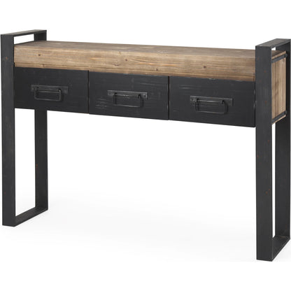 Carga Console Table by Mercana in black, natural. Made from unique in a modern style.
