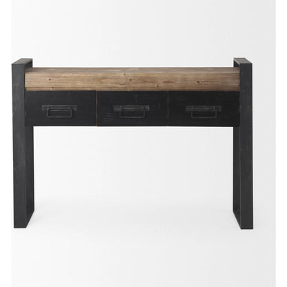 Carga Console Table by Mercana in black, natural. Made from unique in a modern style.