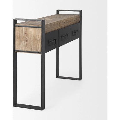 Carga Console Table by Mercana in black, natural. Made from unique in a modern style.