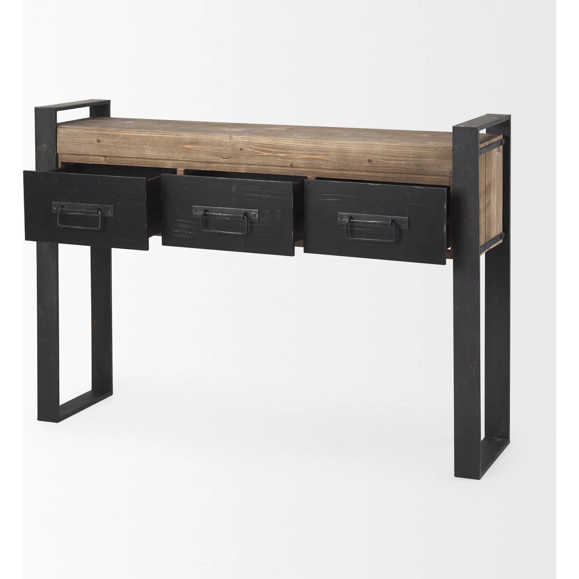 Carga Console Table by Mercana in black, natural. Made from unique in a modern style.